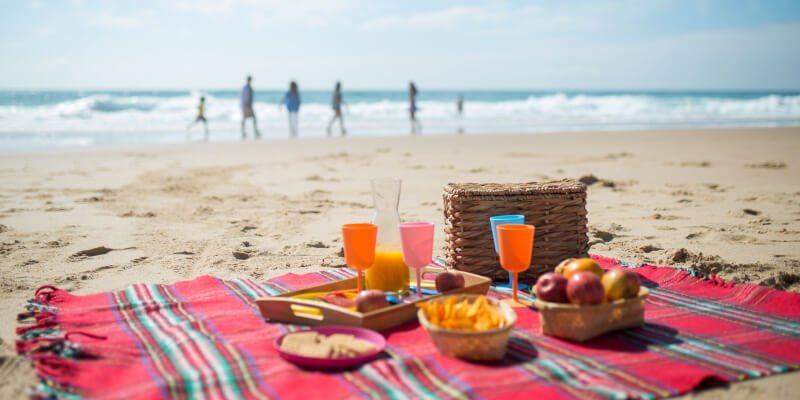 comida en la playa